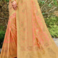 Peach Pink Zari Woven Banarasi Silk Saree