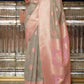 Trout Grey Woven Linen Silk Saree with Contrast Border & Pallu : Top Pick