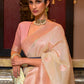 Beige Brown Woven Linen Silk Saree with Contrast Border & Pallu