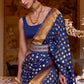 Berry Blue Copper Zari Woven Banarasi Khaddi Silk Saree