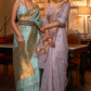 African Purple Copper Zari Handloom Woven Silk Saree