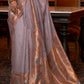 African Purple Copper Zari Handloom Woven Silk Saree