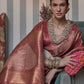 Berry Red Copper Zari Woven Silk Saree with Sequence work