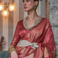 Berry Red Copper Zari Woven Silk Saree with Sequence work
