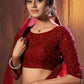 Barn Red Designer Soft Net Lehenga Choli with Thread & Sequins work