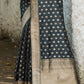 Anchor Grey Soft Banarasi Silk Saree with overall Butti