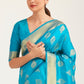Olympic Blue Zari Butta Woven Banasari Silk Saree