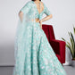 Turquoise Blue Organza Lehenga Choli with Sequins, Zarkan & Thread Embroidery work