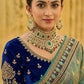 Traditional Blue Grey Woven Banarasi Designer Embroidery Silk Saree