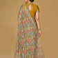 Mustard Olive Floral Organza Brasso Saree Elegant Festive Party Wear