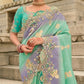 Sea Green Lavender Designer Dola Silk Saree Elegant Party Wear Look