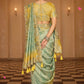 Sage Green Mustard Yellow Silk Blend Saree with Tassel Pallu Elegant