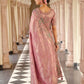 Dusty Rose Pink Silk Blend Designer Saree with Peacock Motif Embroidery