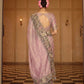 Dusty Rose Pink Sage Green Shaded Silk Saree Elegant Festive Party Wear
