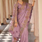 Lavender Mauve Designer Soft Silk Saree Elegant Festive Party Wear Look