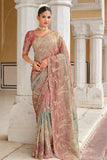 Multicolor Designer Embroidered Silk Saree Elegant Festive Party Wear