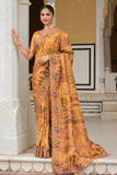 Mustard Yellow Heritage Motif Silk Saree Elegant Festive Wedding Wear