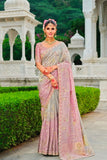 Lavender Grey Shaded Silk Saree with Khatli Resham Embroidery Elegant