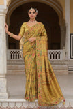 Mustard Yellow Heritage Motif Silk Saree Elegant Festive Wedding Wear
