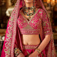 Rosewood Pink Silk Bridal Lehenga Golden Paisley Zardozi Embroidery