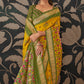 Yellow & Green Patola Silk Saree with Zari Border & Tassels On Pallu