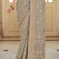 Trout Grey Designer Satin Georgette Saree with Gota & Resham work