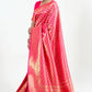 Hot Pink Woven Kanjivaram Silk Saree : Limited Edition