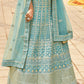 Light Turquoise Blue Organza Lehenga Choli with Zarkan,Gota,Zari & Resham work