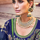 Fern Green & Blue Banarasi Silk Saree with Embroidered Silk Blouse