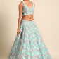 Turquoise Blue Organza Lehenga Choli with Sequins & Zarkan Embroidery work