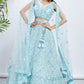 Baby Blue Net Lehenga Choli with Cut-Dana, Sequins & Zarkan Embroidery work