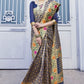 Azure Blue and Golden Blend Silk Saree with Floral Woven Border and Pallu
