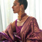Wine Purple Two Tone Handloom Weaving Banarasi Silk Saree