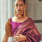 Wine Purple Two Tone Handloom Weaving Banarasi Silk Saree