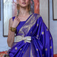 Admiral Blue Dual Tone Zari Woven Banarasi Silk Saree