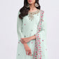 Arctic Blue Designer Georgette Embroidered Suit