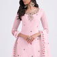 Baby Pink Designer Georgette Embroidered Suit