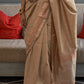 Tortilla Brown Copper Zari Handloom Weaving Tussar Silk Saree