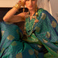 Blue & Green Two Tone Designer Satin Silk Saree