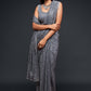 Silver Grey Sequins & Thread Embroidered Designer Georgette Saree