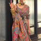 Umber Brown Jamawar Woven Cotton Silk Saree