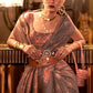 Umber Brown Copper Zari Woven Linen Silk Saree