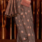 Umber Brown Copper Zari Woven Linen Silk Saree
