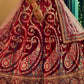 Berry Red Bridal Velvet Lehenga Choli with Embroidery & Hand work