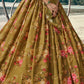 Avocado Green Designer Printed Organza Lehenga with Soft Net Dupatta