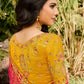 Yellow and Pink Half N Half Silk Saree with Embroidered work
