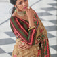 Beige Brown Floral Digital Print Silk Saree