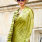 Avocado Green Designer Satin Crepe Printed Saree