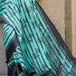 Tiffany Blue Designer Satin Crepe Printed Saree