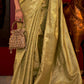 Avocado Green Zari Woven Banarasi Brocade Silk Saree